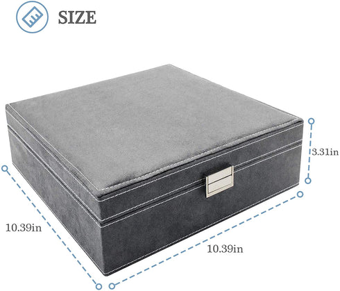 ProCase Jewelry Box Organizer for Women Girls, Two Layer Jewelry Display Storage Holder Case for Necklace Earrings Bracelets Rings Watches -Grey
