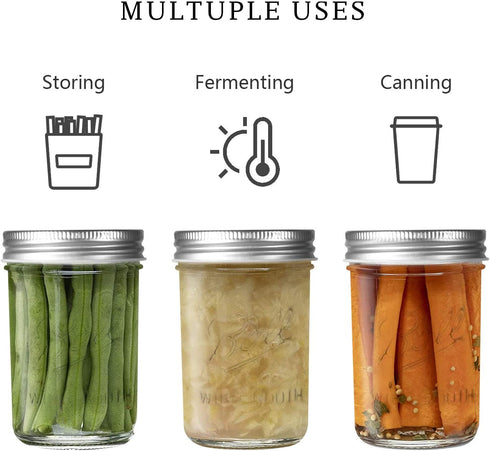 Ball Mason Jars 8 OZ, OAMCEG 12 Pack Canning Jars with Lids & Straws for Regular Mouth Mason Jars, 100% Recycled Sipper Mason Jar Drinking Glasses/Jars/Mugs, Ideal for Juice, Jam, Honey, Spices