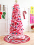 fzbali Happy Valentine™s Day 48? Large Gnome Couple Love Christmas Tree Skirt Lace-up Red Truck Hearts, Pink Buffalo Plaid Check Rustic Home Decorations Holiday Party Farmhouse Decor