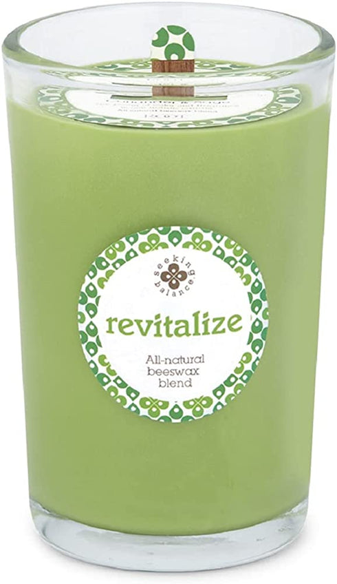 Root Candles Seeking Balance Beeswax Blend Candle, 8-Ounce, Revitalize: Coriander Sage