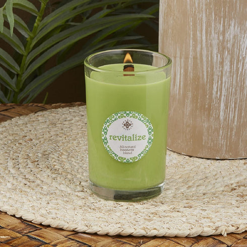 Root Candles Seeking Balance Beeswax Blend Candle, 8-Ounce, Revitalize: Coriander Sage