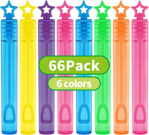 66 Pieces Mini Bubble Wands,Bubble Party Favors Assortment Toys for Kids,Themed Birthday, Halloween,Goodie Bags,Carnival Prizes,Wedding,Easter Basket Stuffers,Bubble Maker Toys for Kids,Girls & Boys