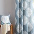 Treatmentex White and Blue Semi-Sheer Curtains for Living Room 84" Floral Medallion Print Window Panels Grommet Top 2 Pc