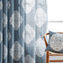 Treatmentex White and Blue Semi-Sheer Curtains for Living Room 84" Floral Medallion Print Window Panels Grommet Top 2 Pc