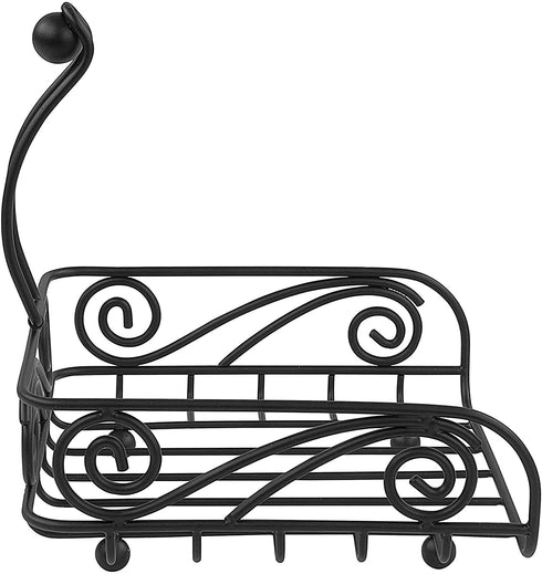 Spectrum Diversified Scroll Deco Flat Holder with Weighted Arm, Traditional-Style Napkin Dispenser, Sturdy Steel Kitchen & Dining Room D©cor