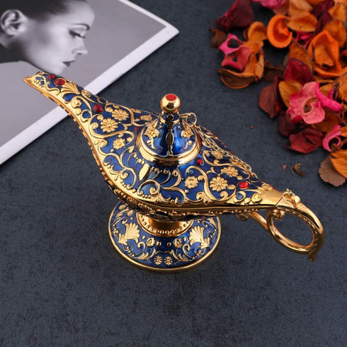 Gusnilo Legend Aladdin Magic Genie Light Lamp Pot Classic Silver(Golden Blue)
