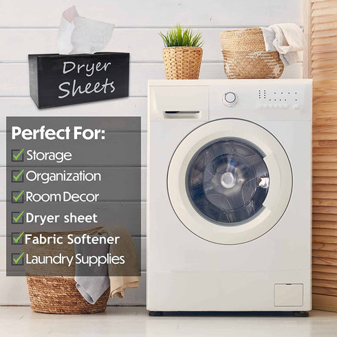 Dryer Sheet Dispenser, Pinewood Rustic Farmhouse Dryer Sheet Holder for Laundry Room Decor, Fabric Softener Sheets Holder, Dryer Sheet Storage(Black)