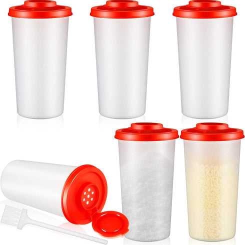 6 Pcs Salt and Pepper Shakers Set Plastic Salt Shaker Clear Travel Spice Kit Airtight Camping Spice Containers Salt and Pepper Holder Plastic Spice Jars with Shaker Lids Red Covers for Kitchen