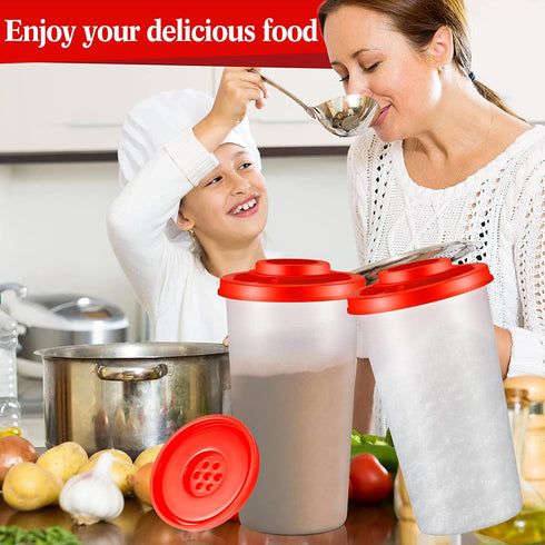 6 Pcs Salt and Pepper Shakers Set Plastic Salt Shaker Clear Travel Spice Kit Airtight Camping Spice Containers Salt and Pepper Holder Plastic Spice Jars with Shaker Lids Red Covers for Kitchen