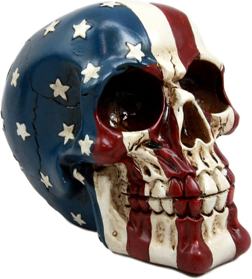 Ebros Patriotic US American Flag Star Spangled Banner Skull Decorative Figurine 5.5"Long Macabre Collectible Statue Historical Pride And Prejudice Freedom Decor of Skulls or Halloween Themed Sculpture