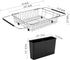 iPEGTOP Expandable Dish Drying Rack, Over The Sink Dish Rack, in Sink Or On Counter Dish Drainer with Black Utensil Holder Cutlery Tray, Rustproof Stainless Steel for Kitchen