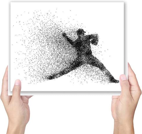 Baseball Wall Art Prints - Particle Silhouette - Set of 4 (8x10) Poster Photos - Bedroom - Man Cave Decor
