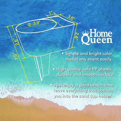 Home Queen Beach Cup Holder with Pocket, Multifunctional Sand Cup Holder for Beverage Phone Sunglass Key, Beach Accessory Drink Sand Coaster, Set of 4 (Teal, Orange, Blue and Pink)
