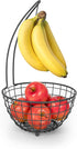 Spectrum Diversified Grid Small Tree & Basket Hanger & Fruit Basket, Produce Saver Banana Holder & Open Wire Fruit Bowl for Kitchen Counter & Dining Table, Industrial Gray