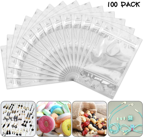 100 PCS Resealable Mylar Bags Stand Up Foil Bags (5.9 x 8.7Inches)