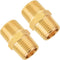 SUNGATOR Brass Pipe Fitting, 3/8" NPT x 3/8" NPT Male Pipe Thread Connector Adapter, Hex Nipple, For Use with Oil and Air Lines Made from Copper, Brass or Iron Pipe (2-Pack)