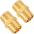 SUNGATOR Brass Pipe Fitting, 3/8" NPT x 3/8" NPT Male Pipe Thread Connector Adapter, Hex Nipple, For Use with Oil and Air Lines Made from Copper, Brass or Iron Pipe (2-Pack)