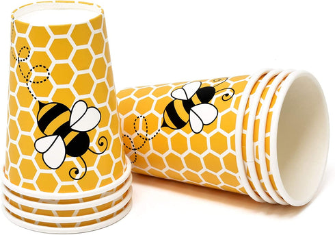 Bumble Bee Party Supplies Tableware Set Includes 24 9" Plates 24 7" Plate 24 9 Oz Cup 50 Lunch Napkin Honey Bees Honeycomb Baby Shower & Happy Bee Day Birthday Disposable Paper Dinnerware Decorations