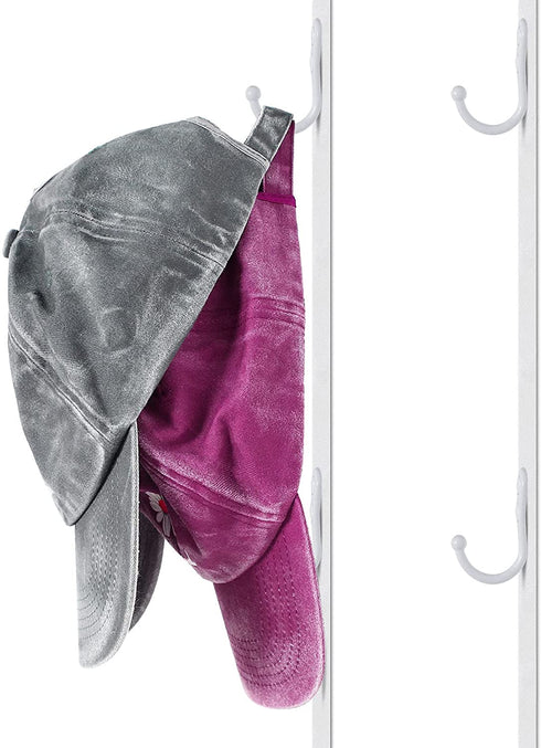2 Pieces Adjustable Door Cap Rack Closet Hanging Cap Organizer Hanging Cap Keeper Baseball Cap Holder Hanging Cap Hook Organizer Cap Hat Display Rack with Hooks Door Hat Storage Hanger (White)