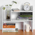 LC love_call Desk Bookshelves Multi-function Office Desktop Storage Rack, Telescopic Design Black and White used for Home Desktop Storage Wood Adjustable(white), (30-58)cm*35cm*17cm.