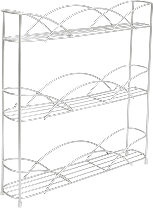 Freestanding Countertop or Wall Mount 3-Tier Spice Rack Organizer for Storing Bottles of Spices, Sauce, Dressing, Condiments, Vitamins & More, Great for Kitchen, Cupboards, Cabinet, Pantry, Silver