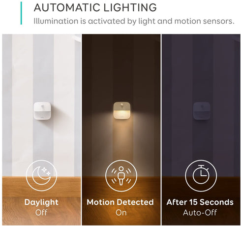 eufy by Anker, Lumi Stick-On Night Light, Warm White LED, Motion Sensor, Bedroom, Bathroom, Kitchen, Hallway, Stairs, Energy Efficient, Compact, 3-Pack