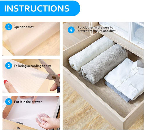 amorus 3 Rolls Shelf Liners Fridge Liner Cabinet Liner, Non-Adhesive Drawer Liner Cupboard Pad for Kitchen Home, 17.7 x 59 inches - Clear