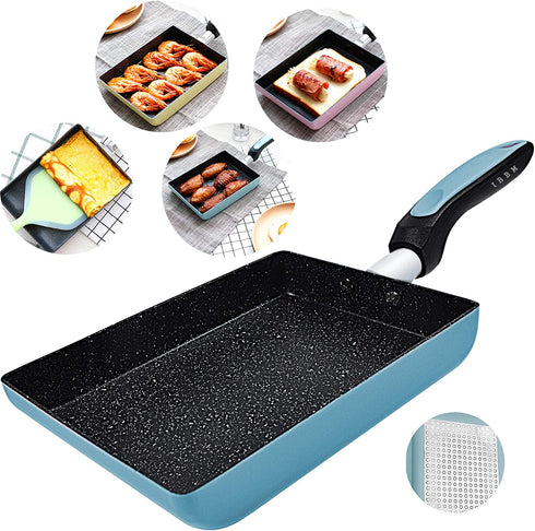 Tamagoyaki Japanese Omelette Pan / Egg Pan - Non-stick Coating - Rectangle Frying Pan Mini Frying Pan Blue