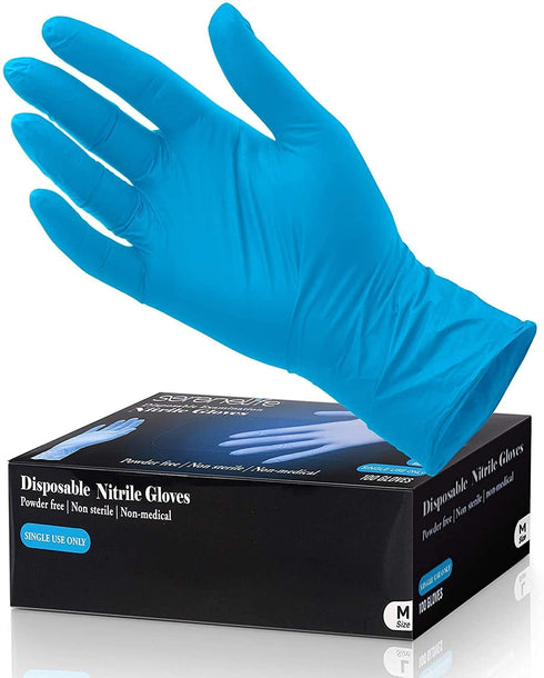 100 Pcs Nitrile Disposable Gloves - Soft Industrial Gloves, Nitrile and Vinyl Blend Gloves Powder-Free, Latex-Free Protective Gloves, Soft and Comfortable, Size Small - SereneLife SLGLVNIT100SM
