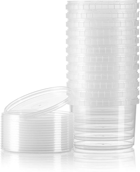 16-oz. Round Clear Deli Containers with Lids | Stackable, Tamper-Proof BPA-Free Food Storage Containers | Recyclable Space Saver Airtight Container for Kitchen Storage, Meal Prep, Take Out | 20 Pack