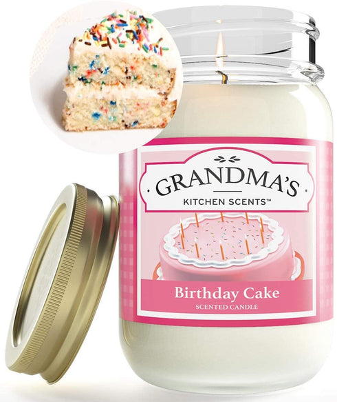 Birthday Cake Scented Candles for Home | Non Toxic Long Lasting Soy Candles | Delicious Scent | Large 16 oz Mason Jar | Hand Made in The USA