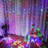 Brightown Curtain Lights 9.8X9.8 Feet 300 LED 8 Lighting Modes with Remote Control 2 Colors Hanging String Fairy Lights for Wall Bedroom Window Party Backdrop Lighting (Without Curtain)