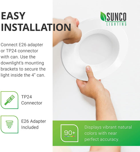 Sunco Lighting 10 Pack 4 Inch LED Recessed Downlight, Baffle Trim, Dimmable, 11W=60W, 4000K Cool White, 660 LM, Damp Rated, Simple Retrofit Installation - UL + Energy Star