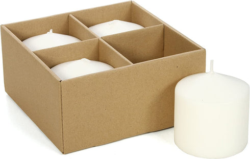 Hosley's Set of 4, 3 Inches High, White Unscented Pillar Candles