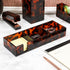 Tortoise Shell Sticky Note Holder for Desk with 3 Compartments (10.1 x 3.5 x 1.7 in)