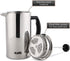 Kaffe French Press Coffee Maker. Food-Grade Double-Wall Stainless Steel (6 Cups 0.8L). Extra Filter Included!