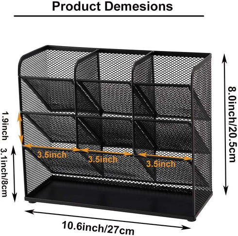 Marbrasse Mesh Desk Organizer, Multi-Functional Pen Holder, Pen Organizer for desk, Desktop Stationary Organizer, Storage Rack for School Home Office Art Supplies (Mesh Pen Holder)