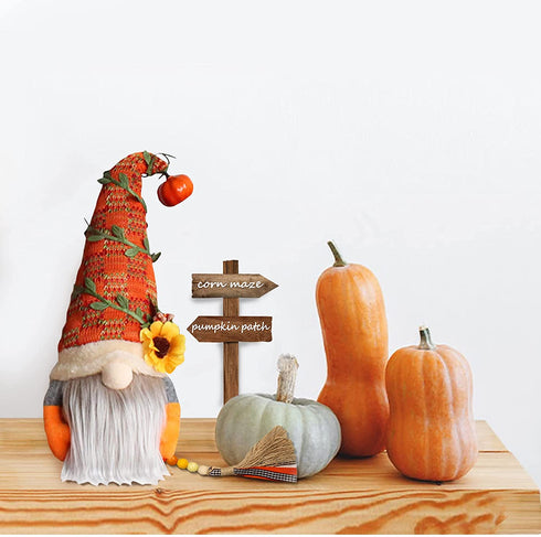 Fall Decor - Fall Tiered Tray Decor - Fall Plush Gnome - Fall Wood Bead Garland - Happy Fall Wooden Sign - Pumpkin Spice Corn Maze Sign - Rustic Farmhouse Home Autumn Thanksgiving Harvest Decor