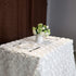 White Rosette Tablecloth 50 x 80 Inch Rectangle 3D Floral Table Cloth Table Cover for Birthday Party Table Decorations