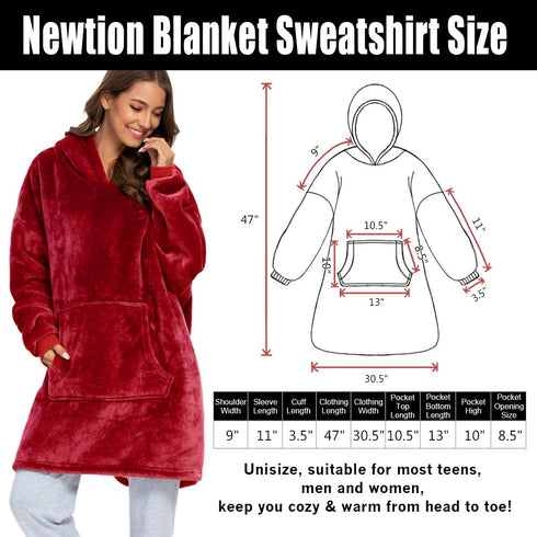 Newtion Oversized Blanket Sweatshirt, Wearable Blanket, Soft Warm Oversized Fleece Hoodie Blanket with Large Front Pocket, for Adults, Men, Women, Teens, Red