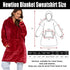 Newtion Oversized Blanket Sweatshirt, Wearable Blanket, Soft Warm Oversized Fleece Hoodie Blanket with Large Front Pocket, for Adults, Men, Women, Teens, Red