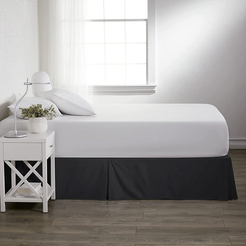 Linen Market Pleated Bed Skirt, Queen, Black
