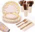 Party Supplies 175 Disposable Dinnerware Set Gold Dots on Pink Paper Plates Cups and Napkins, Gold Plastic Knives Spoons Forks for Baby Shower Wedding Party Bridal Shower