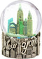 New York City Snow Globe 4.5 Inch Silver NYC Souvenirs