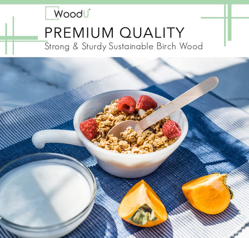 WoodU Disposable Wooden Spoons Natural Birch Wood Biodegradable and Compostable Utensils Cutlery for Party and Dinner- Smooth and round surface (Spoon 200 Pack)