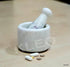 KLEO 2.5" Diameter White Marble Stone Mortar and Pestle Set Spice, Medicine Pills Grinder Masher - SMALL SIZE