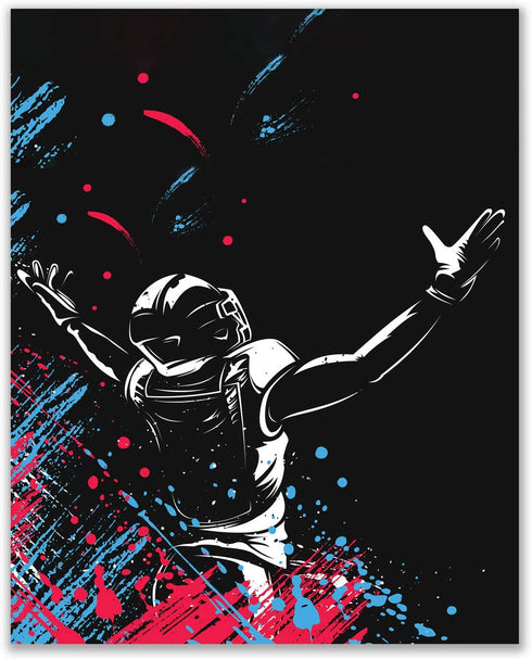 Football Watercolor Wall Art Decor Prints - Set of 4 (8x10) Inch Unframed Poster Photos - Bedroom