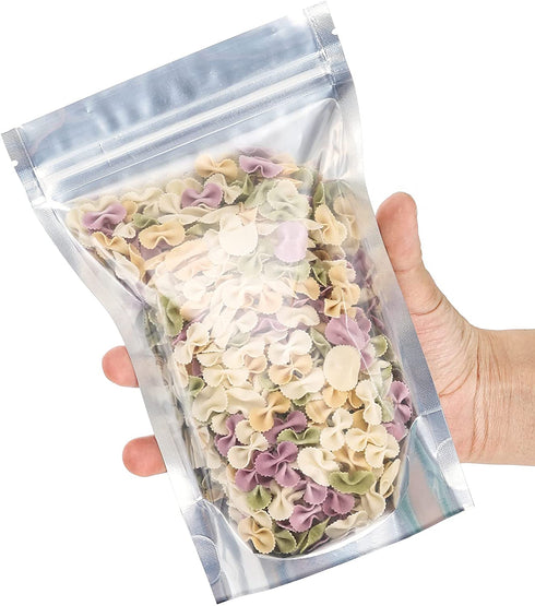 Kingrol 150 Pack 5 x 7.8 Inch Aluminium Foil Stand Up Food Pouches Bags with Resealable Lock Seal Zipper, Heat Sealable Packaging Bags for Jewelry, Screw, Food Storage
