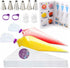GEMLON Disposable Icing Piping Bags and Tips Set, 100Pcs 12 Inch Clear Plastic Pastry Bags Icing Piping Bags, Cookies&Cupcake&Cake Decorating Tool Supplies with Frosting Bags&6 Tips&2 Couplers&2 Ties