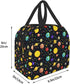 Cute Planet Insulated Black Lunch Bag for Teen Boys, Reusable Aesthetic Packit Freezable Cooler Totes Lunch Box for Office Work Picnic